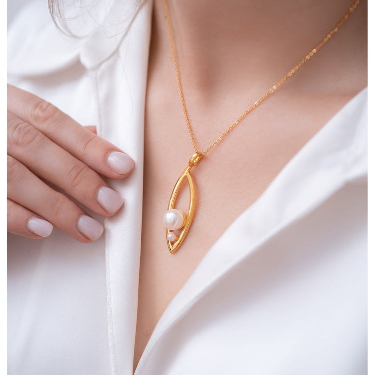 18K Gold Vermeil Necklace with Pearl