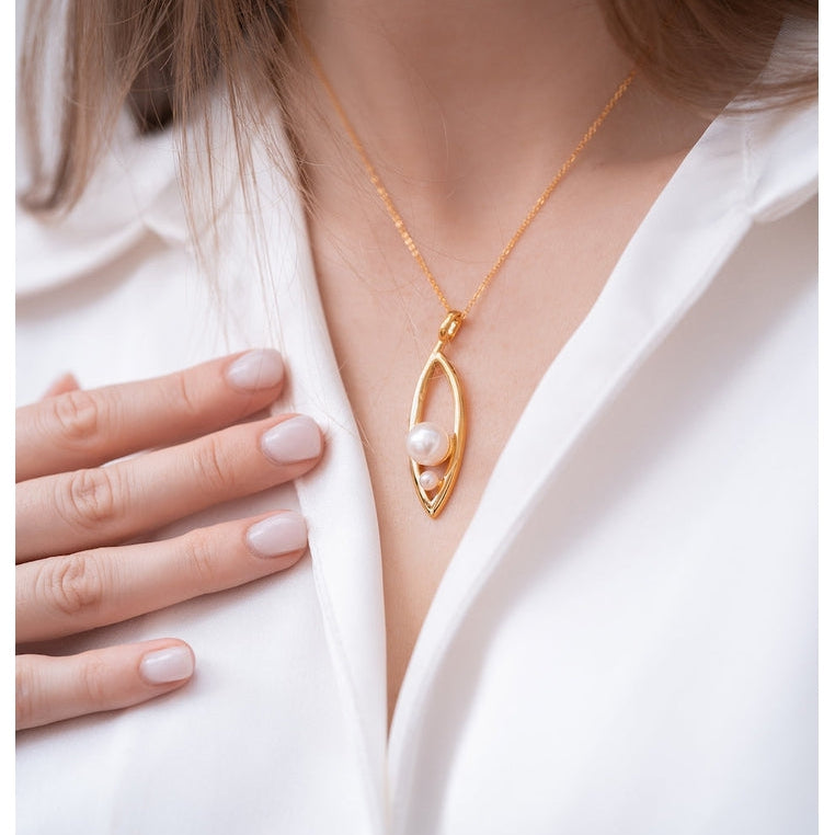 18K Gold Vermeil Necklace with Pearl