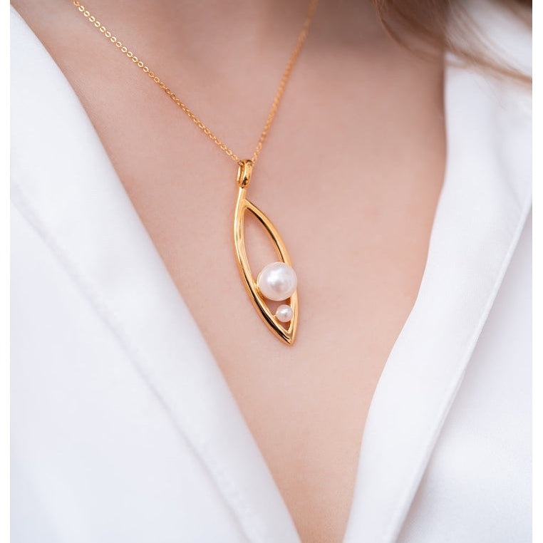 18K Gold Vermeil Necklace with Pearl