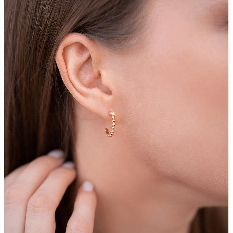 18K Rose Gold Vermeil Bubble Hoop Earrings with Natural White Topaz