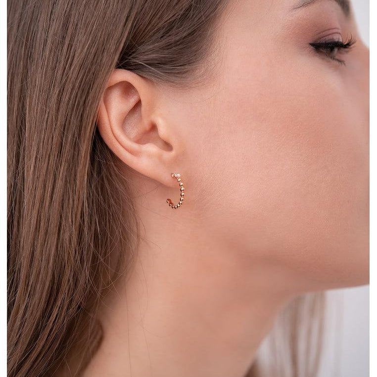 18K Rose Gold Vermeil Bubble Hoop Earrings with Natural White Topaz