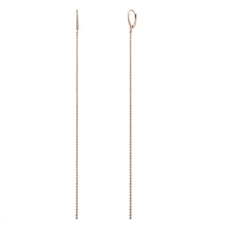 18K Rose Gold Vermeil Dangling Earrings with White Topaz