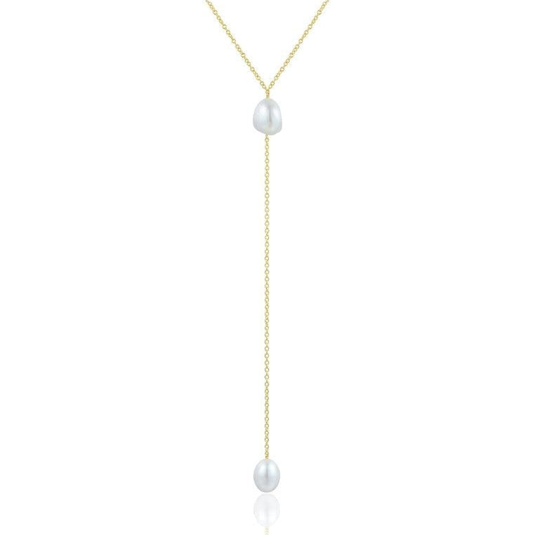 18K Gold Vermeil Y Necklace with Baroque Pearl