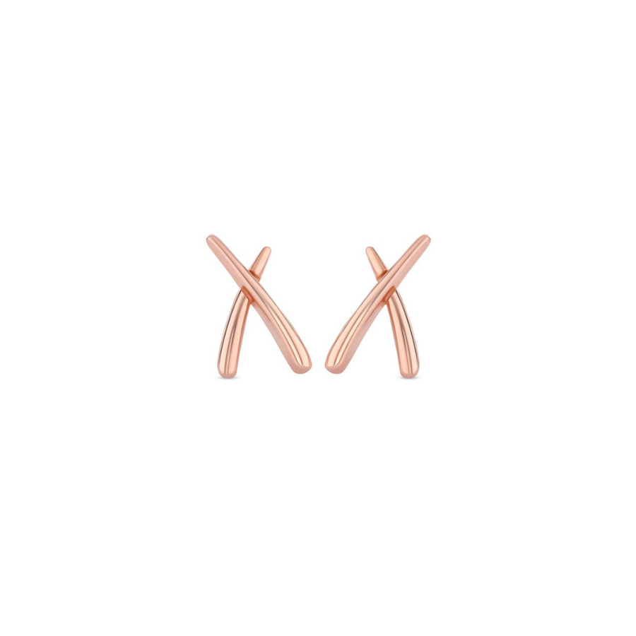 18K Rose Gold Vermeil Cross Stud Earrings