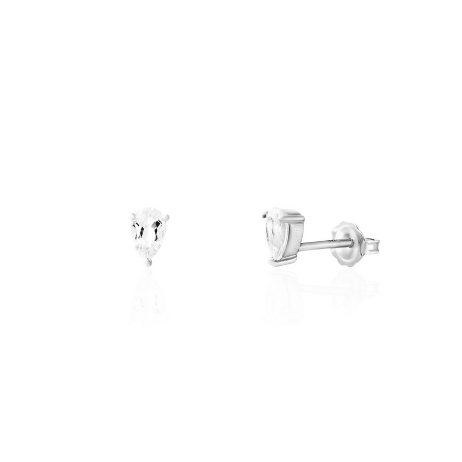 Sterling Silver Pear-Shaped White Topaz Stud Earrings