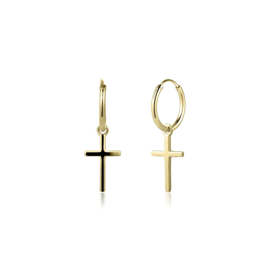 18K Gold Vermeil Cross Earrings