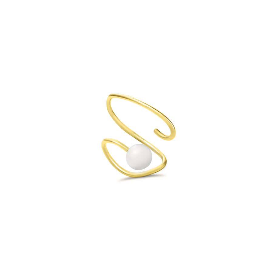18K Gold Vermeil Ear Cuff with Natural Freshwater Pearl (Right Ear)