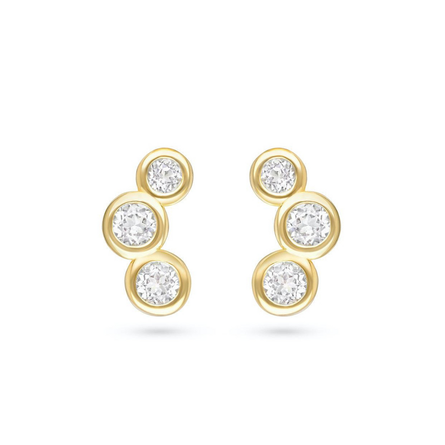 18K Gold Vermeil Ear Studs with White Topaz