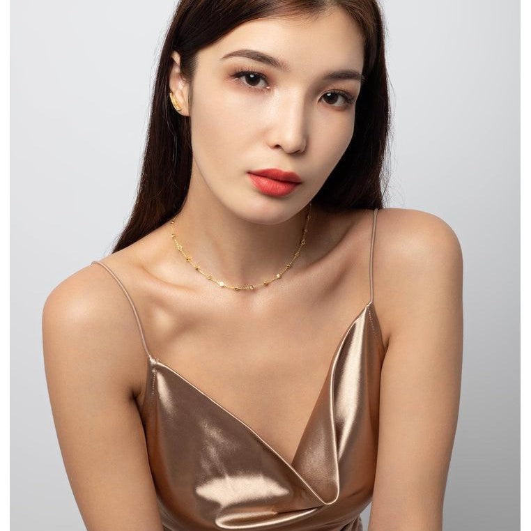 18K Gold Vermeil Choker Necklace with White Topaz