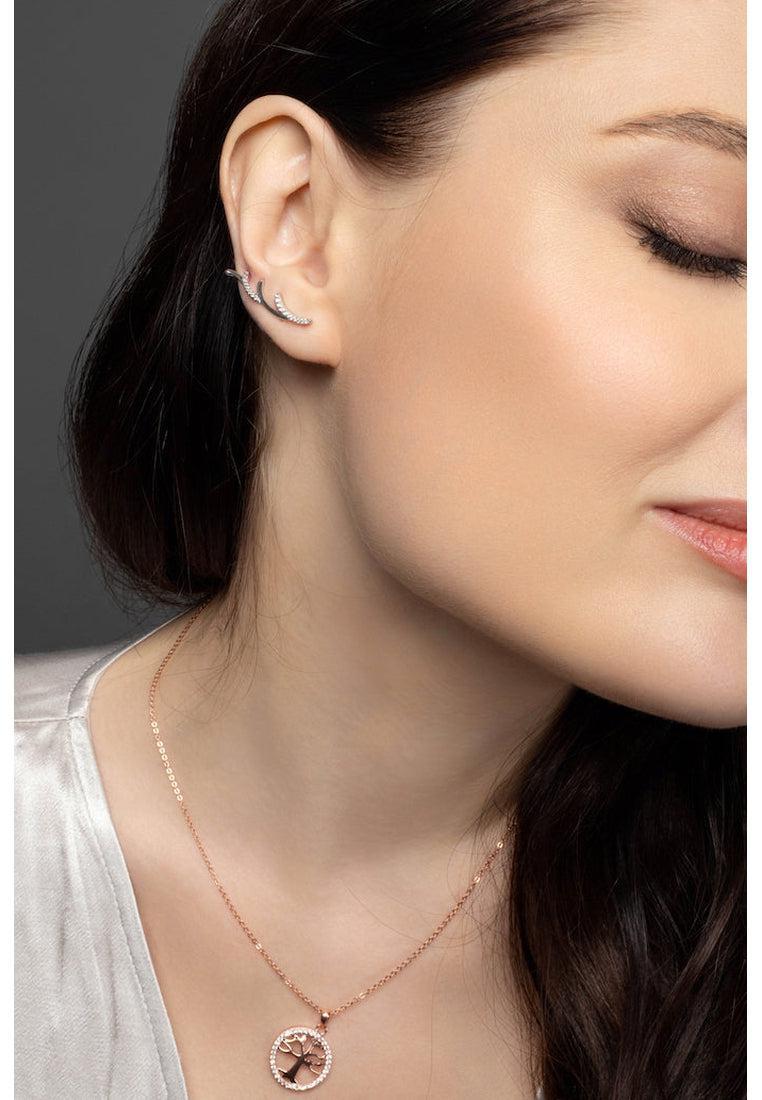 Sterling Silver Ear Climbers with White Topaz