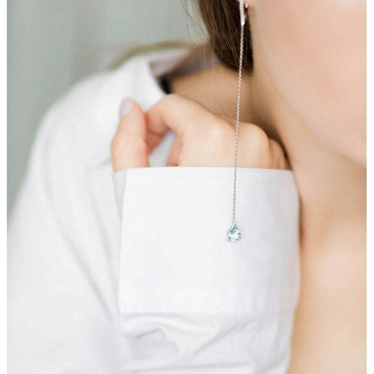 Sterling Silver Dangling Earrings with Blue Topaz