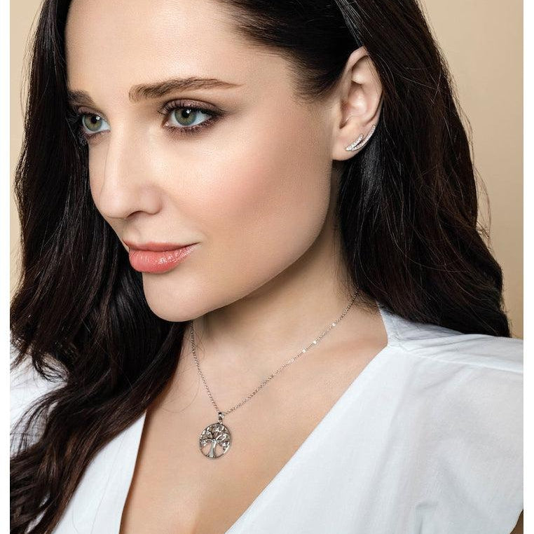 Sterling Silver Ear Climbers with White Topaz