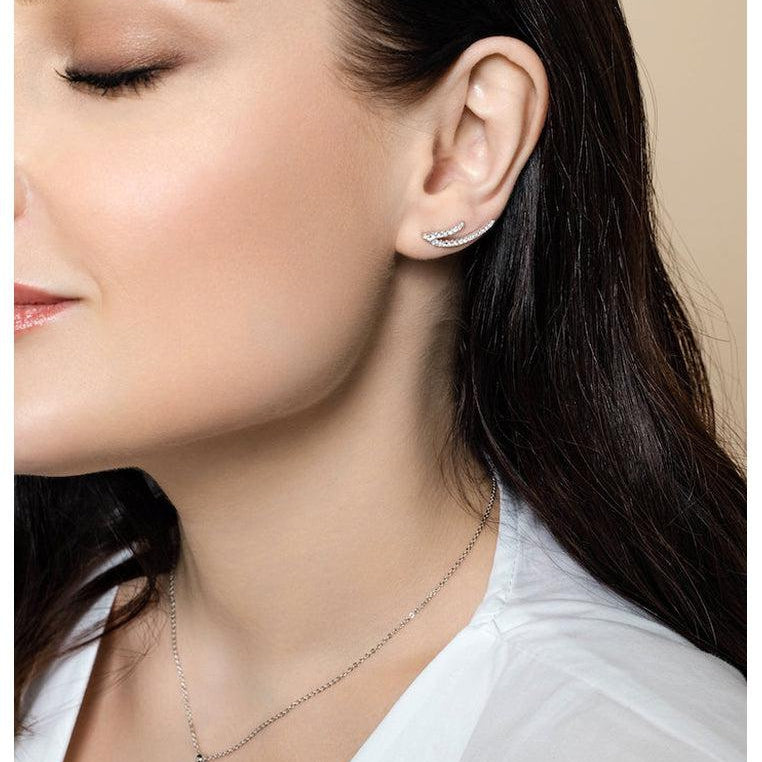 Sterling Silver Ear Climbers with White Topaz