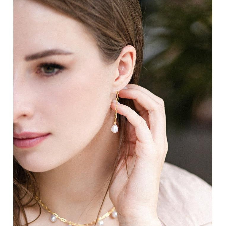 18K Gold Vermeil Single Pearl Earring