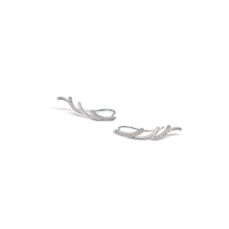 Sterling Silver Ear Climbers with White Topaz