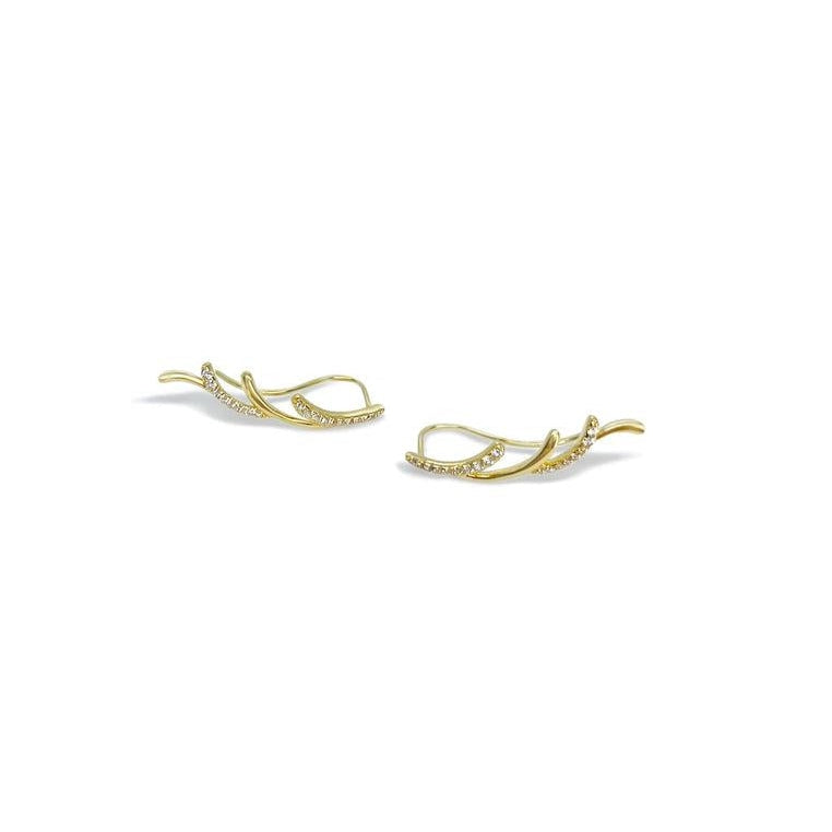 18K Gold Vermeil Ear Climbers with White Topaz
