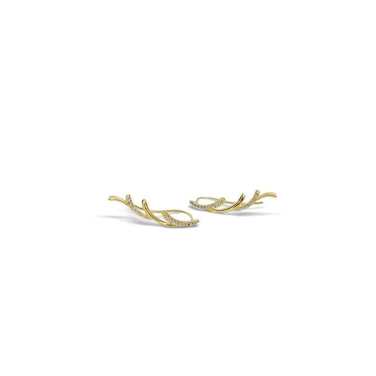 18K Gold Vermeil Ear Climbers with White Topaz
