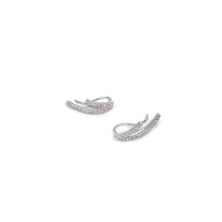 Sterling Silver Ear Climbers with White Topaz