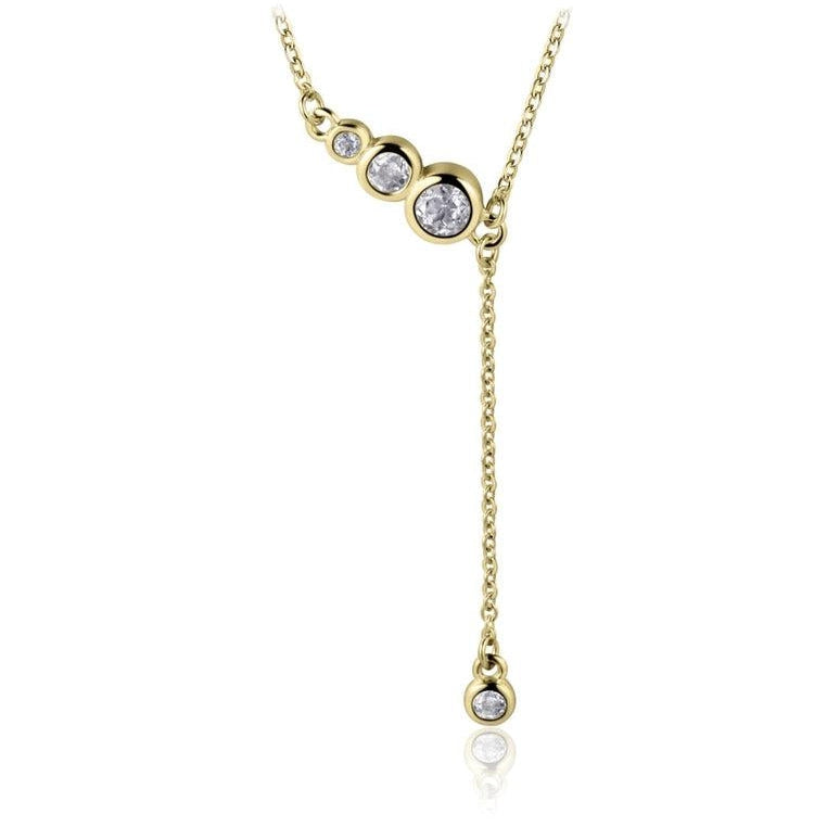 18K Gold Vermeil Y Necklace with White Topaz