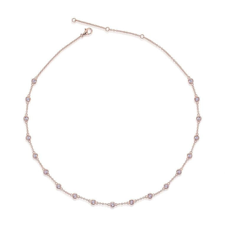 18K Rose Gold Vermeil Choker Necklace with Pink Amethyst