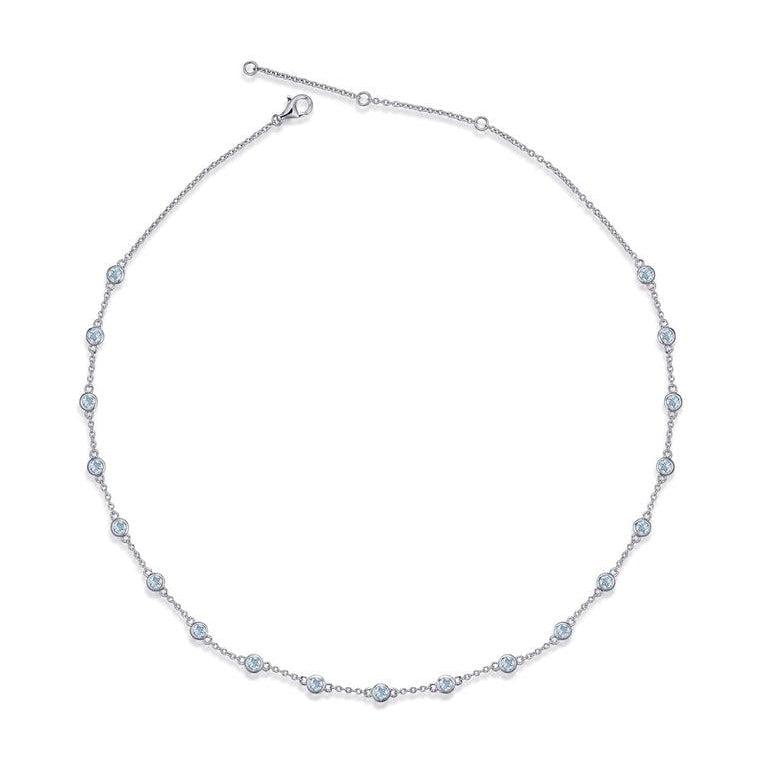 Sterling Silver Choker Necklace with Sky Blue Topaz