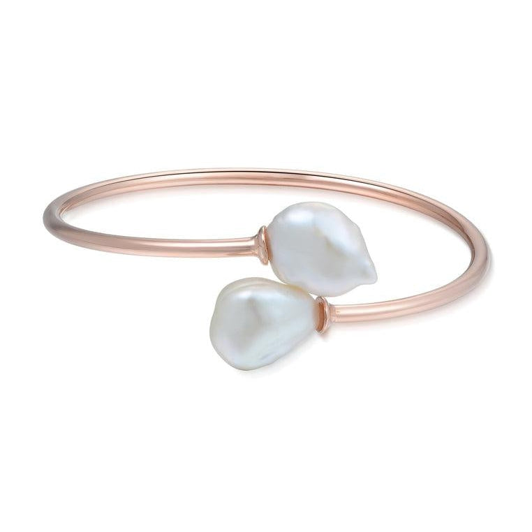 18K Rose Gold Vermeil Bangle with Baroque Pearl