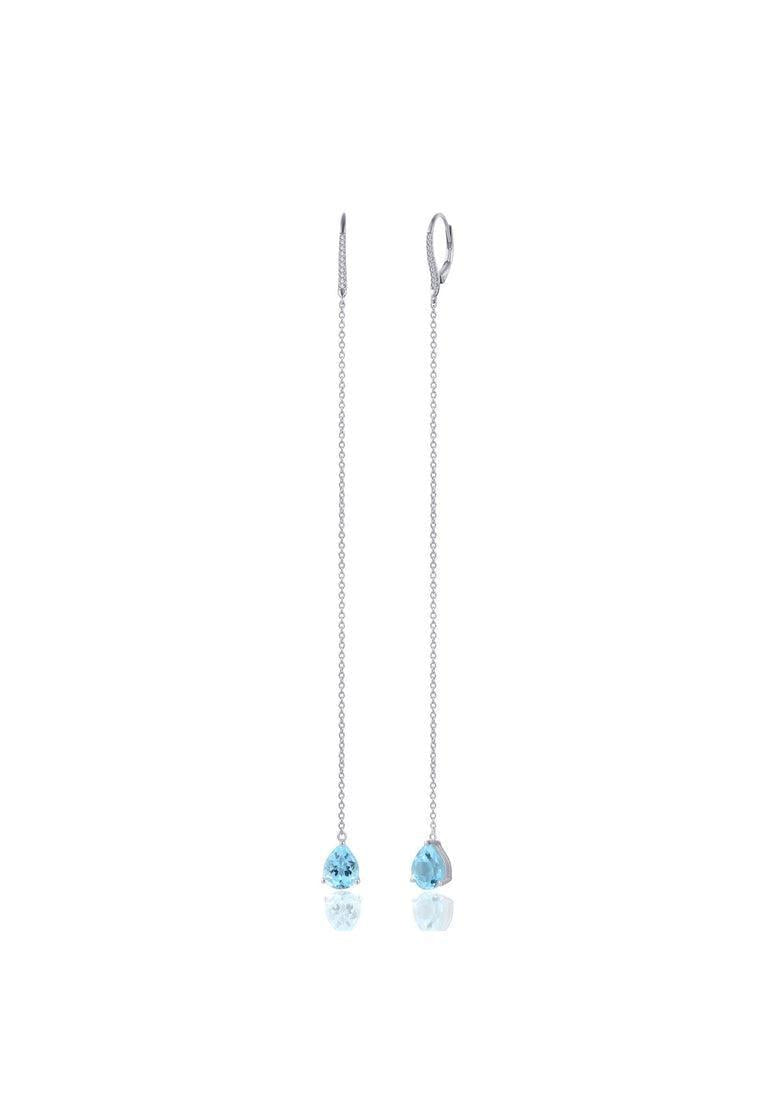 Sterling Silver Dangling Earrings with Blue Topaz