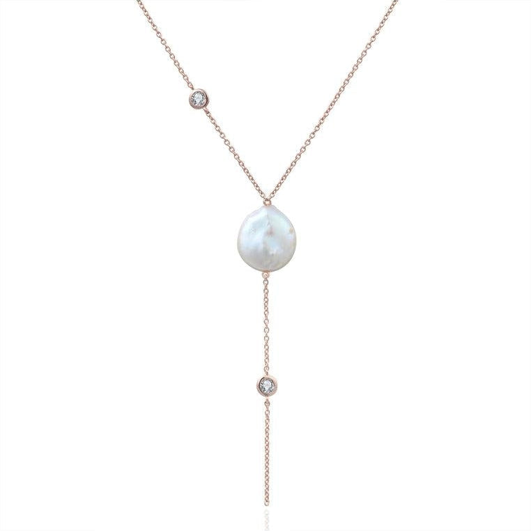 18K Rose Gold Vermeil Necklace with Baroque Pearl