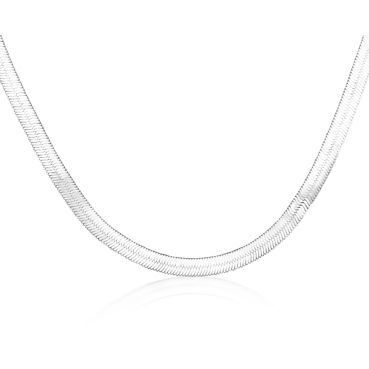 Sterling Silver Flat Snake Chain Choker