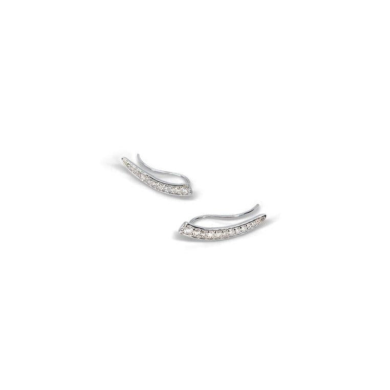 Sterling Silver Ear Climbers with White Topaz