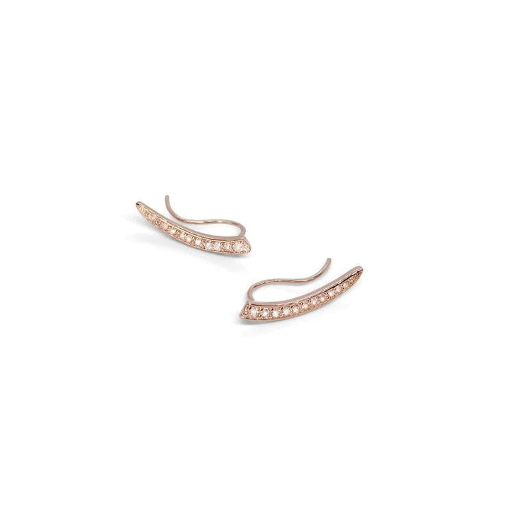 18K Rose Gold Vermeil Ear Climbers with White Topaz