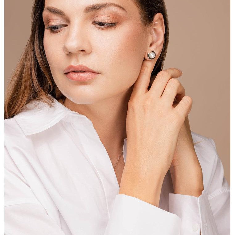 Sterling Silver Jacket Earrings with Natural Freshwater Pearl