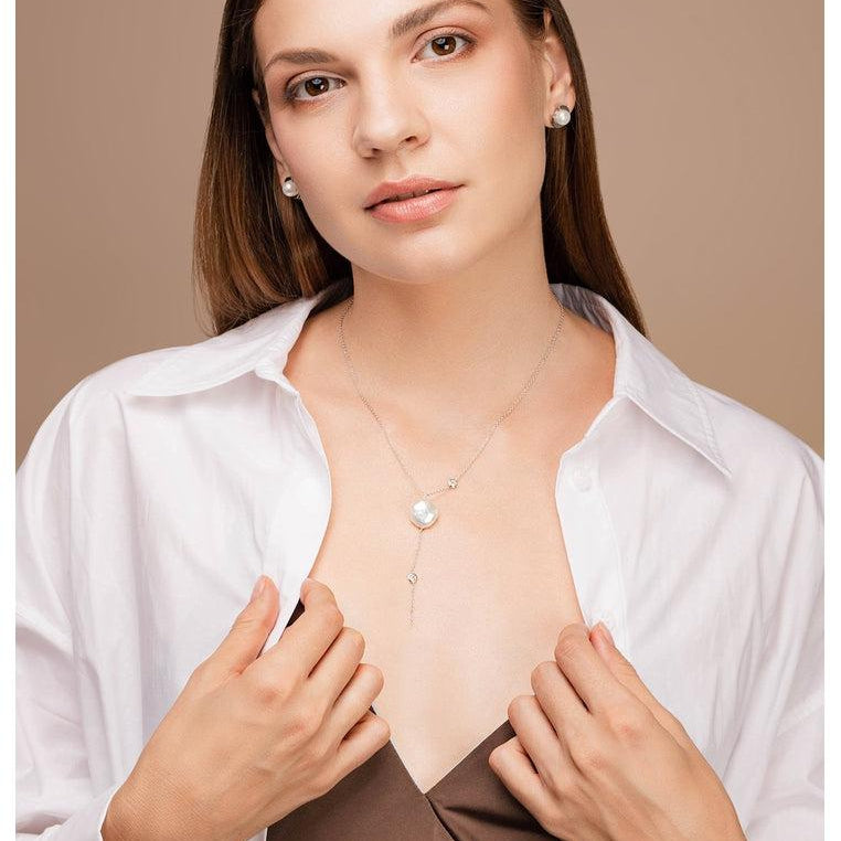 Sterling Silver Jacket Earrings with Natural Freshwater Pearl