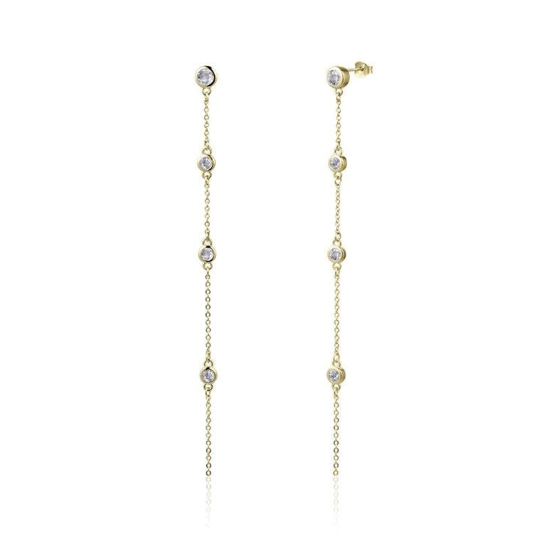 18K Gold Vermeil Dangling Earrings with White Topaz