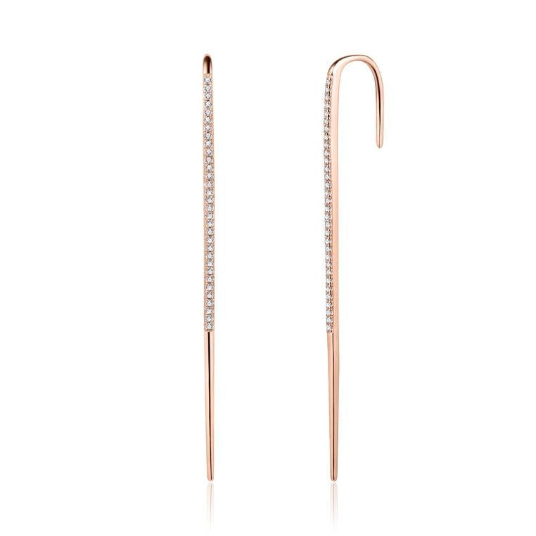 18K Rose Gold Vermeil Ear Pin with White Topaz
