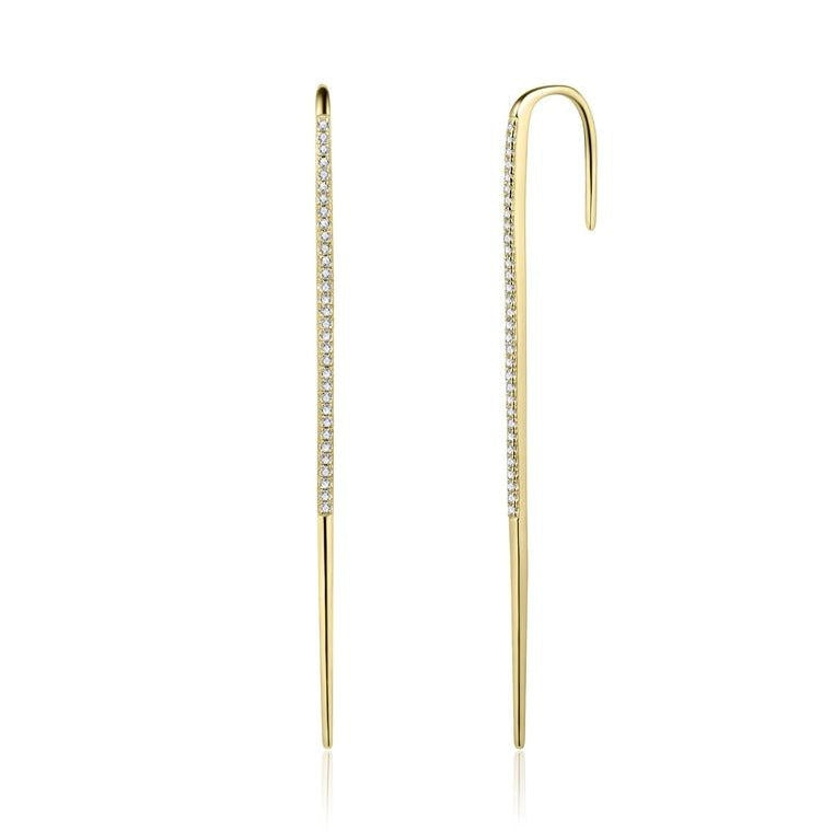 18K Gold Vermeil Ear Pin with White Topaz