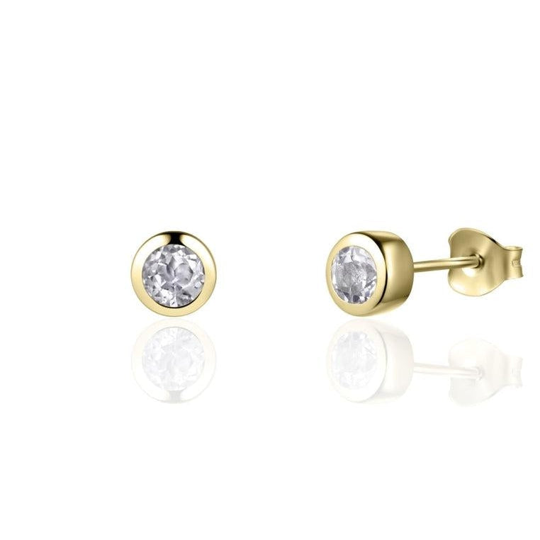 18K Gold Vermeil Earrings with White Topaz