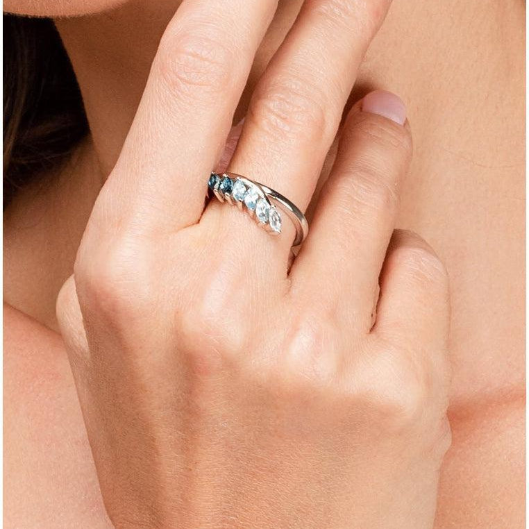 Sterling Silver Ring with Gradient Blue Topaz