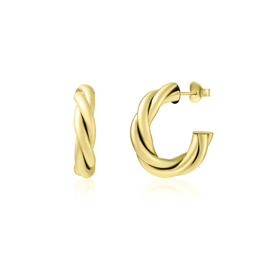 18K Gold Vermeil Tube Hoop Earrings Small