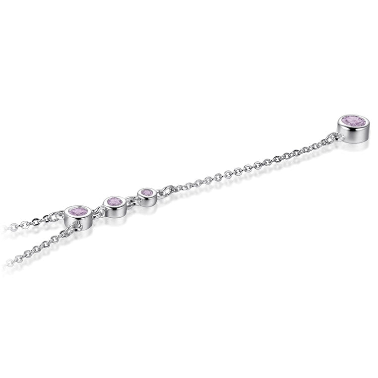 Sterling Silver Necklace with Pink Amethyst