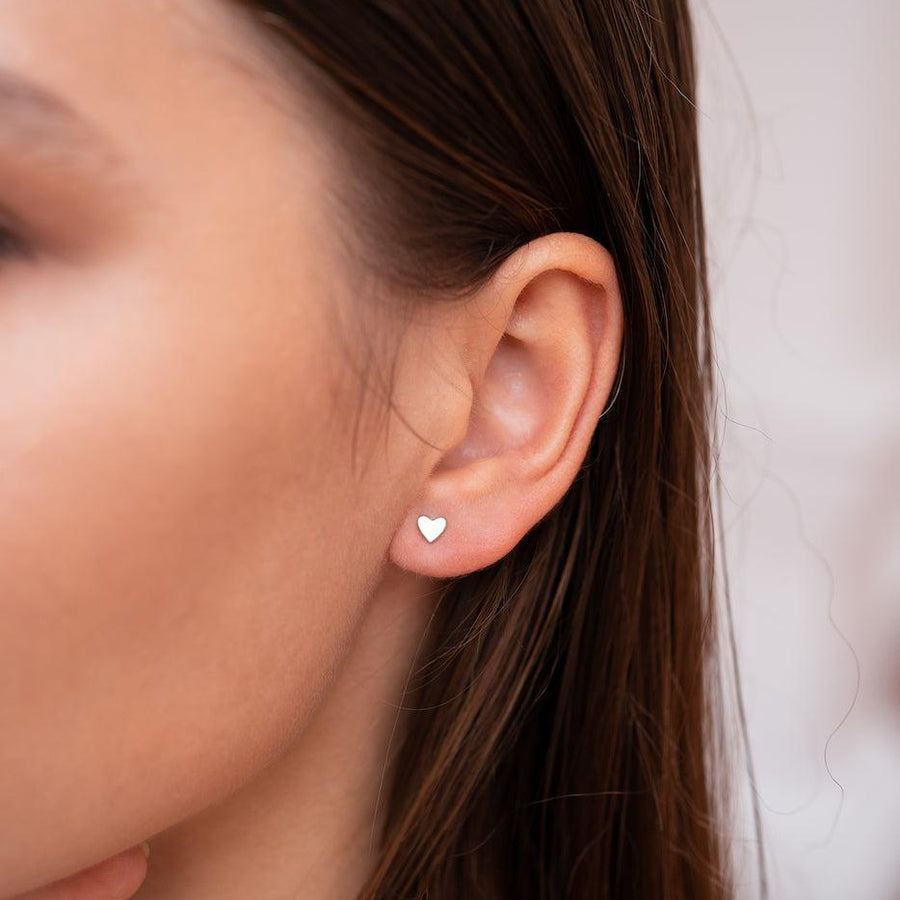 Sterling Silver Heart Earring Studs