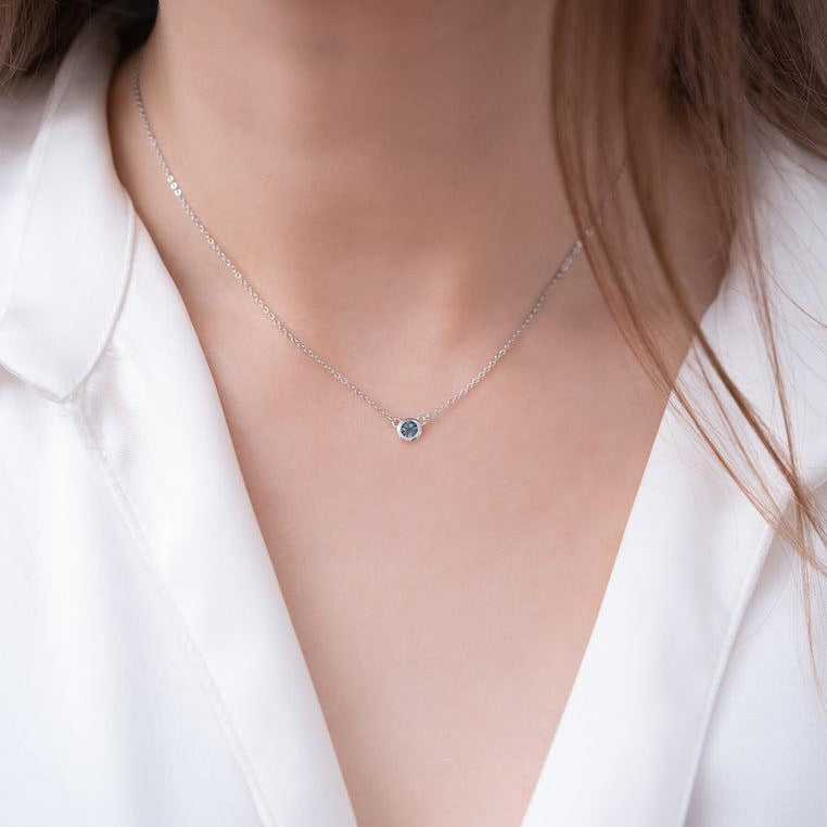 Sterling Silver Necklace with London Blue Topaz