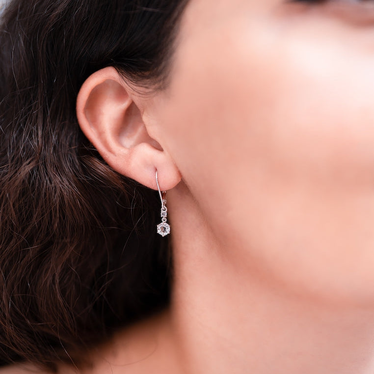 Sterling Silver Earrings with White Topaz