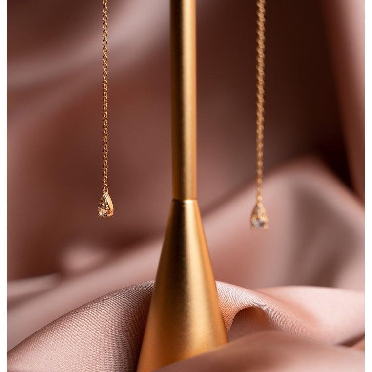 18K Gold Vermeil Dangling Earrings with White Topaz