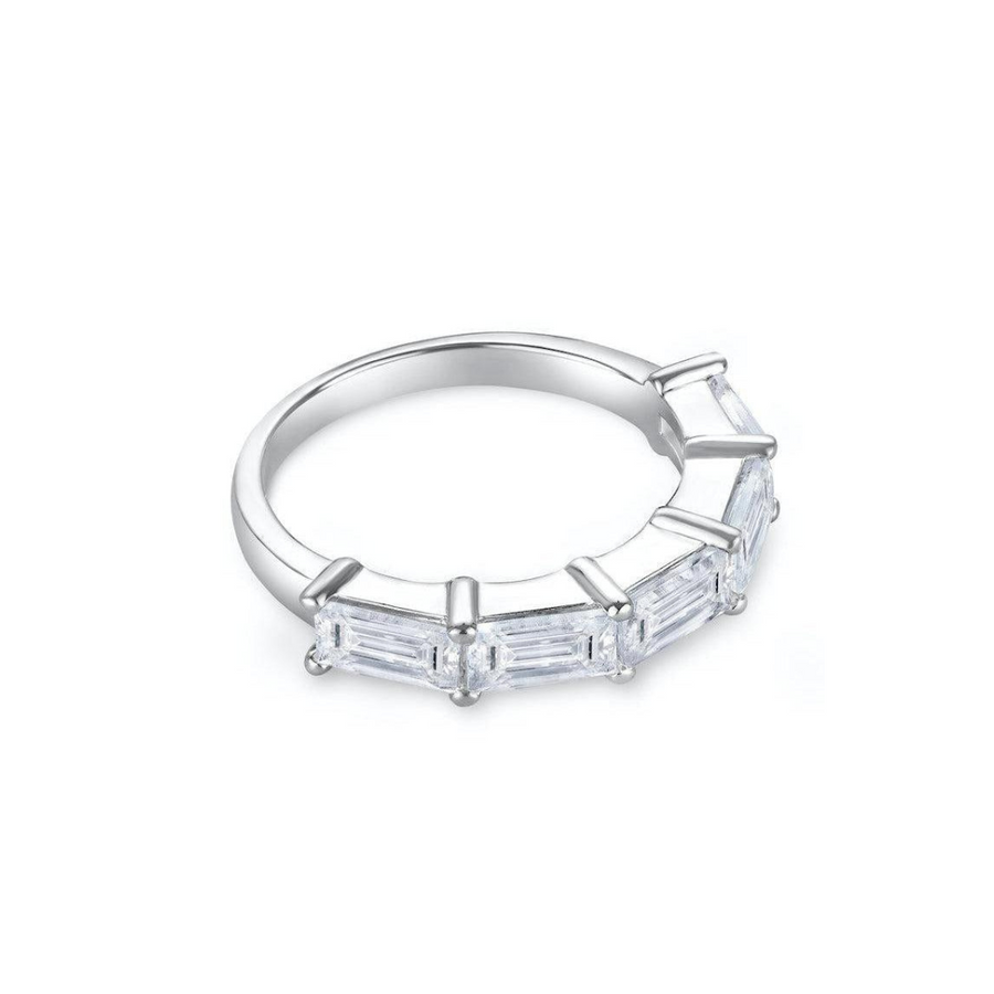 Sterling Silver Half Eternity Ring with Baguette Topaz