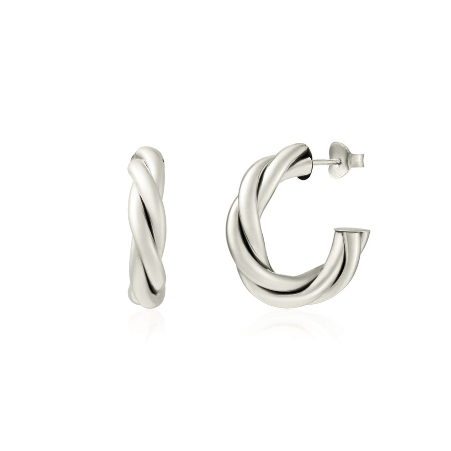 Sterling Silver Tube Hoop Earrings Big