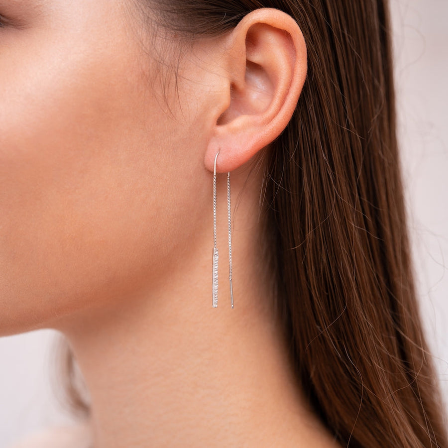 Sterling Silver Ear Threaders with White Topaz