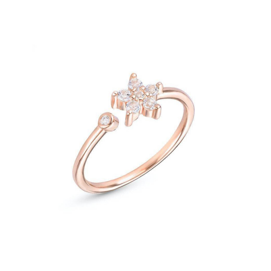 18K Rose Gold Vermeil Ring with White Topaz