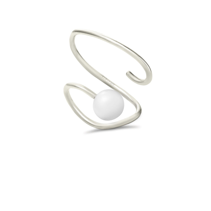 Sterling Silver Ear Cuff with Natural Freshwater Pearl (Right Ear)