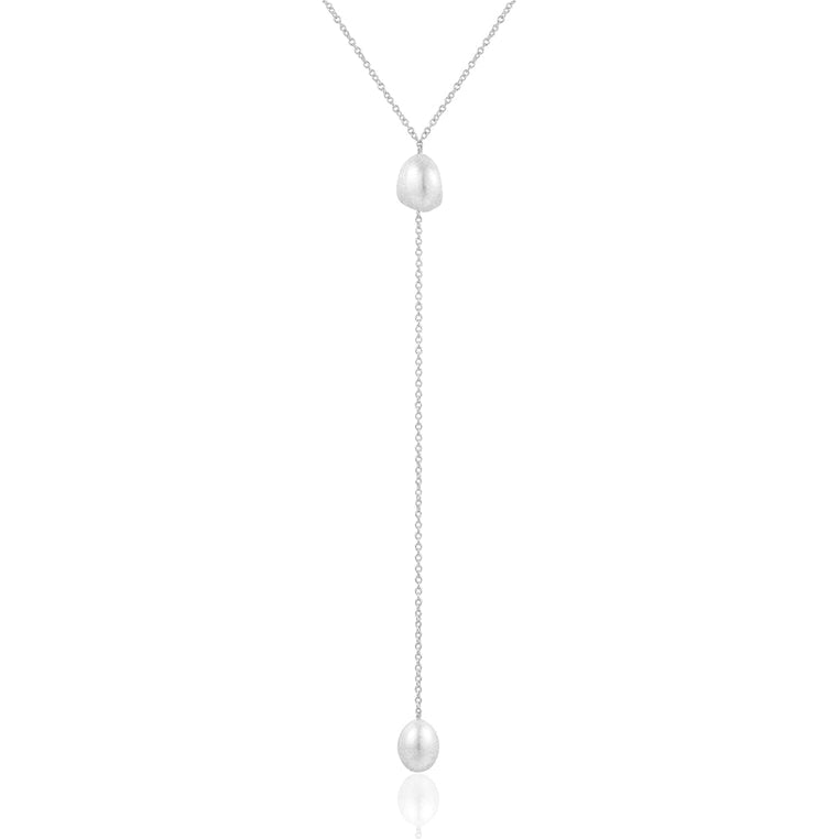 Sterling Silver Y Necklace with Baroque Pearl